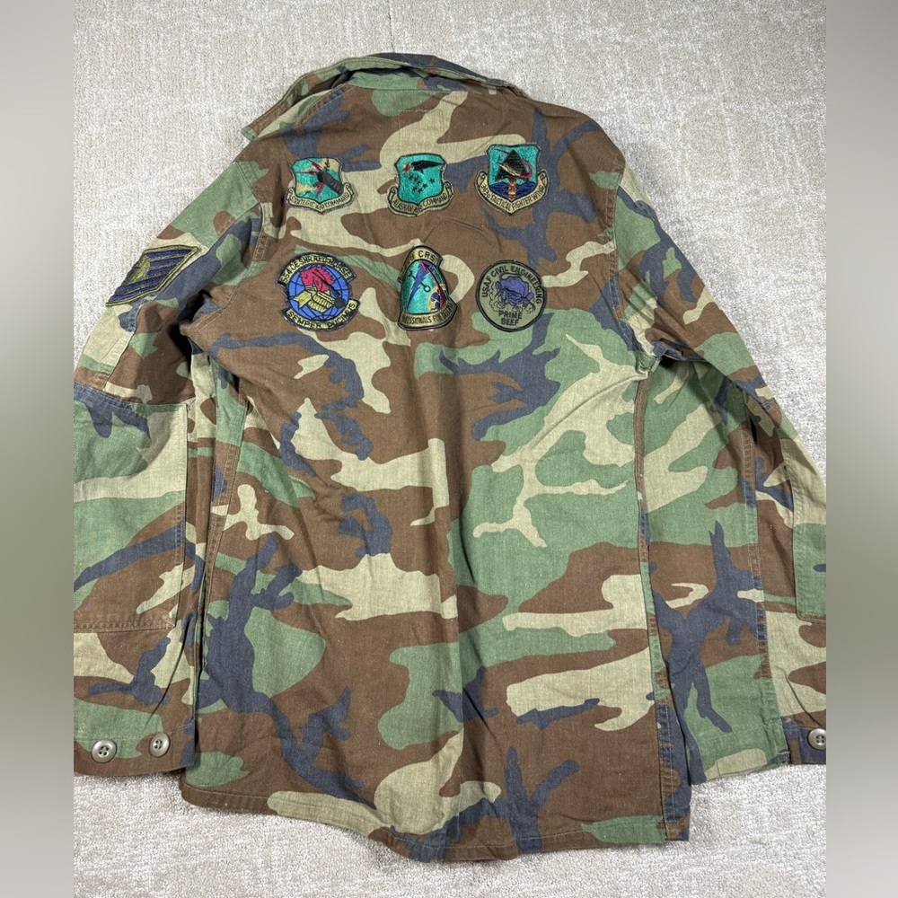 Vintage US Military Army Camo Patch Shirt Jacket Men Size Small - Picture 8 of 9